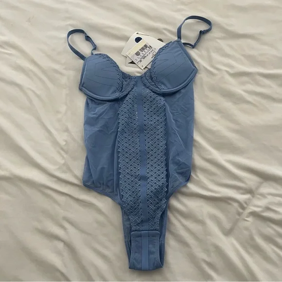 BNWT La Perla Blue Corset Lingerie Bodysuit Size 34B $495 - Picture 8 of 8